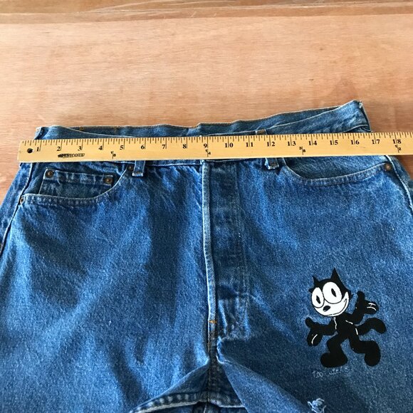 Vintage Too Cute Guetta Brothers Cut Off Shorts Women M Blue Felix the Cat 17218 - Picture 9 of 13